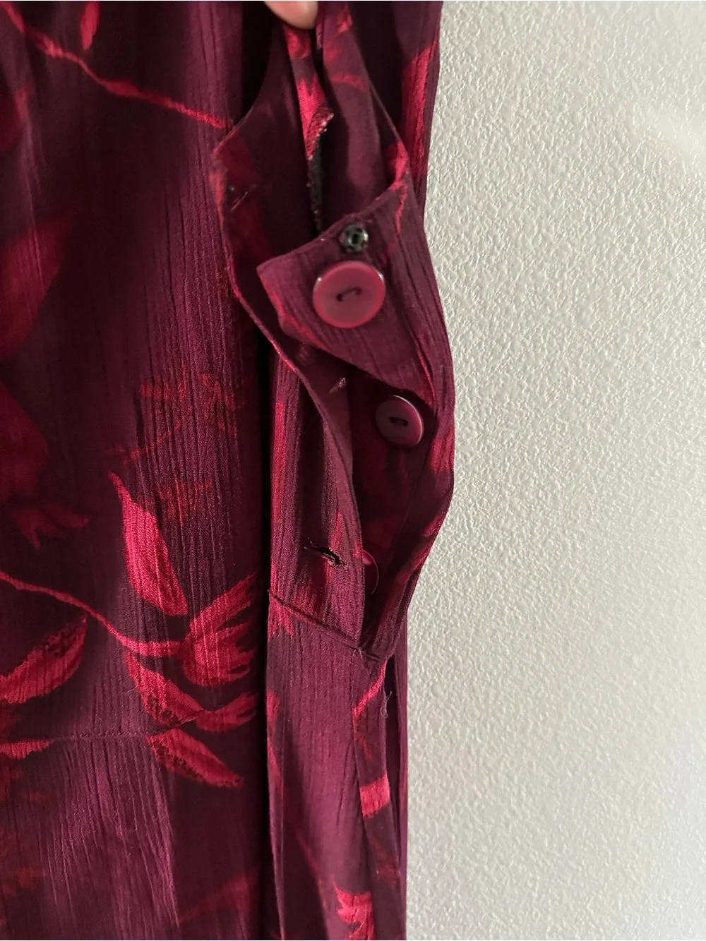 Pink/Maroon Rayon Vtg tank dress- calf length